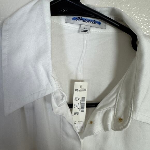 Madewell Relaxed Dolman Button-Up Shirt WMNS XS White Natural Undyed Long Sleeve - Picture 5 of 9